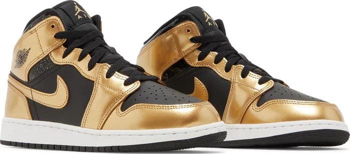 Jordan 1 Mid SE Metallic Gold Black (GS)