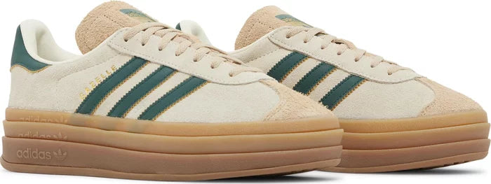 Adidas Gazelle Bold Magic Beige Collegiate Green (Women's Sizes)